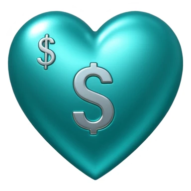 Teal heart with several dollar signs sticker