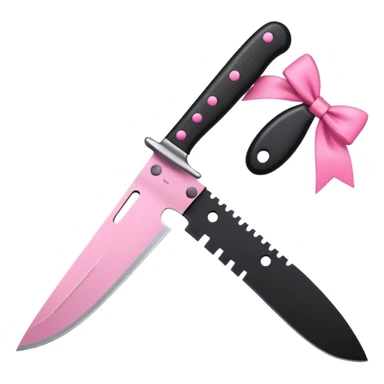 black knife with little pink bows around it sticker