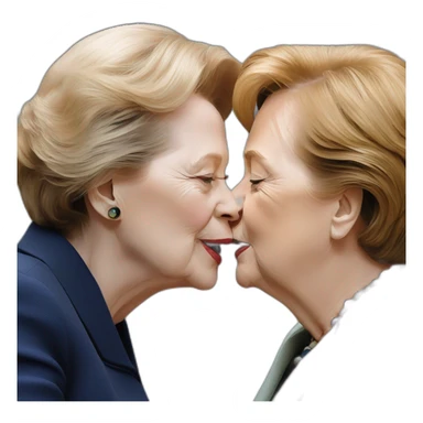 Margret Thatcher kissing Angela merkel sticker