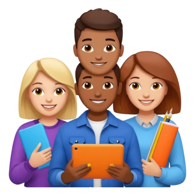 three young people design students brainstorming with colorful materials sticker