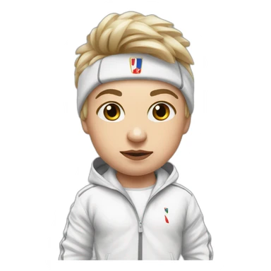 slavic midget stands in a white track suit sticker