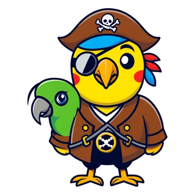 pirate with eye patch and parrot sticker