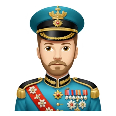 Nicholas II, Russian tsar, ornate military dress, sash sticker
