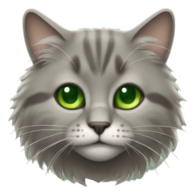 gray brown fluffy cat with green eyes sitting sticker