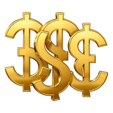 3 dollar sings together golden sticker