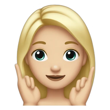 white skin girl with blonde hair showing ONLY THREE out of five fingers up on her ONE hand sticker