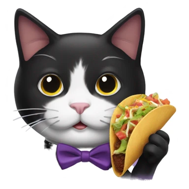 Tuxedo cat eating taco bell sticker