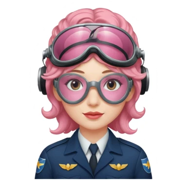 Flight Officer Lila – wavy rose-hair pilot with mirrored goggles sticker