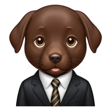 Chocolate Lab wearing black pinstriped suit sticker