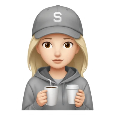Female tech developer going back to work after christmas holidays, looking tired and wearing a hoodie and a baseballcap that says "SVT" sticker