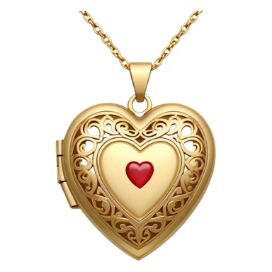 Dainty gold heart locket necklace with detailed designs  sticker