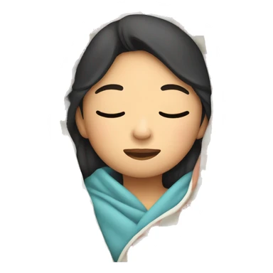 Asian girl sleeping in cozy blanket sticker