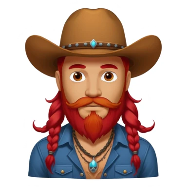 mustached cowboys with tattoos on face and bead and long red hairs sticker