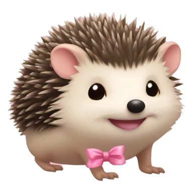 Hedgehog with a baby pink bow sticker