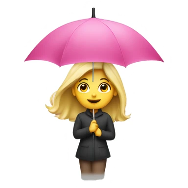 Blond girl holding pink umbrella above head sticker