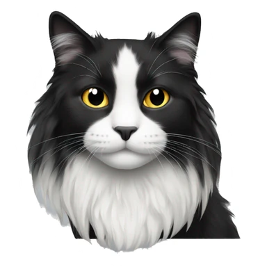black and white cat long haired sticker