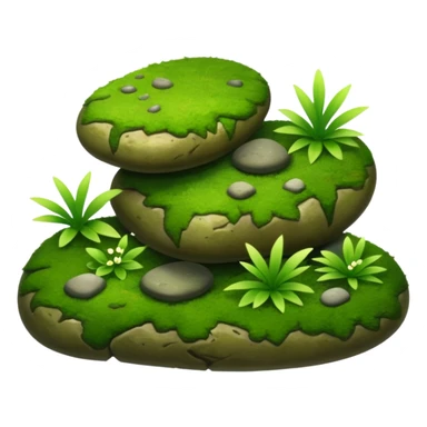 A patch of bright moss covering smooth forest stones with wild plants sticker