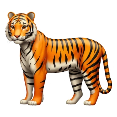 Create a single emoji of a Tiger in full body, shown at a slight side angle in a natural, characteristic pose. stylized like an emoji, but clearly recognizable.  sticker