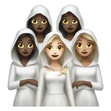 6 Caucasian girls in ghost costumes sticker