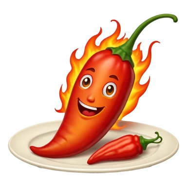 Flaming hot chilli burning on a playe sticker