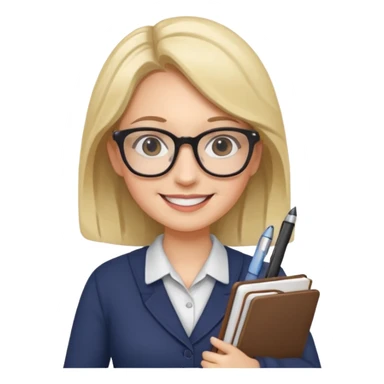 A true woman who is interested in dermatology, wearing glasses and holding notebooks and pens sticker
