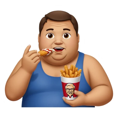 A fat guy eating kfc  sticker