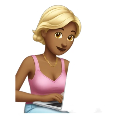 House wife doing online work from home on laptop sticker