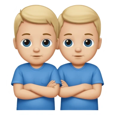 Twin baby boys with blue shirts on sticker