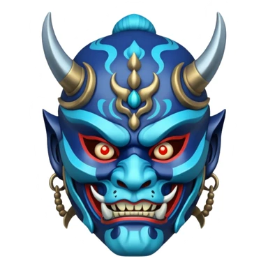 blue samurai oni mask sticker