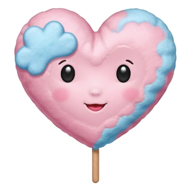 Cotton Candy, Heart-Shaped Cotton Candy – soft pink heart form with sparkle  sticker