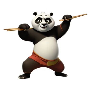 Kung Fu Panda in runing, having a pair of chopsticks in one hand sticker