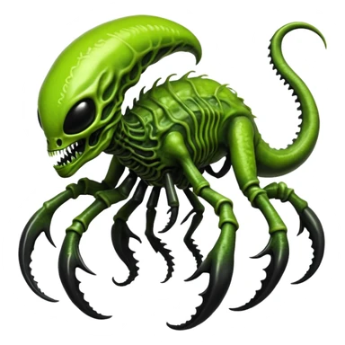 Toxic Chartreuse-Green Slime-Glossed Acid-Patterned Venom-Duskull-Xenomorph-hybrid-creature (full body) sticker