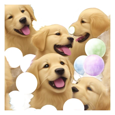 puppy golden retrievers playing with a ball sticker