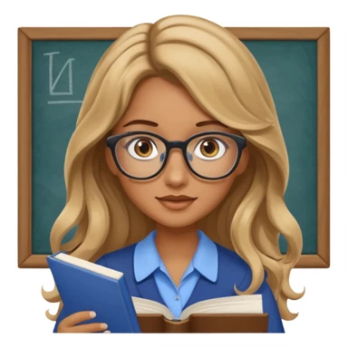 pretty female with long wavy brown hair with blonde highlights and blue eyes doing history homework  sticker