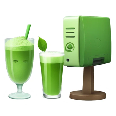 A glass of matcha and a computer nearby A glass of matcha and a computer nearby  sticker