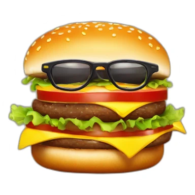 hamburguesa con piernas, brazos , gafas de sol y una buena actitud sticker
