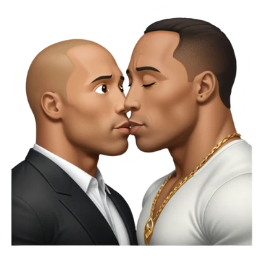 The rock Johnson kissing P Diddy sticker