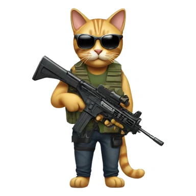 Cat with machinegun and sunglasses sticker