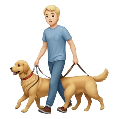 White men walking with golden retriever sticker