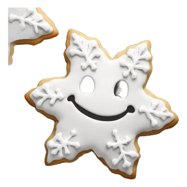 Create a smiley Christmas cookie in the shape of a star or snowflake. The cookies are decorated with white icing and sprinkled with colored sugar. It should look appetizing and festive sticker