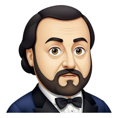 Cinematic Realistic Luciano Pavarotti Portrait Emoji, depicted as a charismatic operatic tenor with expressive eyes and commanding stage presence, rendered with rich elegant textures and warm theatrical lighting that captures his timeless vocal brilliance. sticker