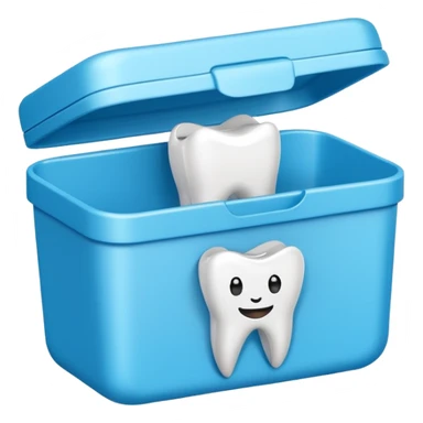 A small plastic container with the phrase  "dental floss" on it sticker