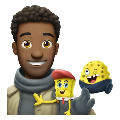 make patrick with spongebob on the right hand side. patrick on left. i want them to be infront of their houses. with gary in between both of them sticker