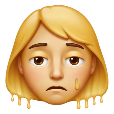 Apple-style emoji person inspired by the Apple melting face emoji (🫠), with a slightly drooping lower face due to heat, solid soft texture, annoyed and exhausted expression, raised eyebrow, unimpressed half-closed eyes, subtle sweat drops, consistent skin color, no dripping or glossy liquid effect sticker