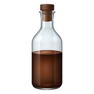bottle of dark brown liquid, plain, simple, clear sticker