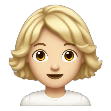 face of nonbinary white person with dark blonde bob and bangs sticker