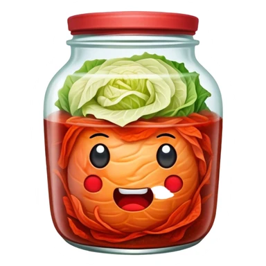 chopped Kimchi Cinematic Realistic Kimchi Dish Emoji, depicted as spicy, fermented cabbage with vibrant red hues neatly served in a traditional jar, rendered with dynamic textures and bold, appetizing lighting. sticker
