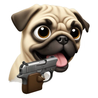 Pug holding a pistol aiming at you  sticker