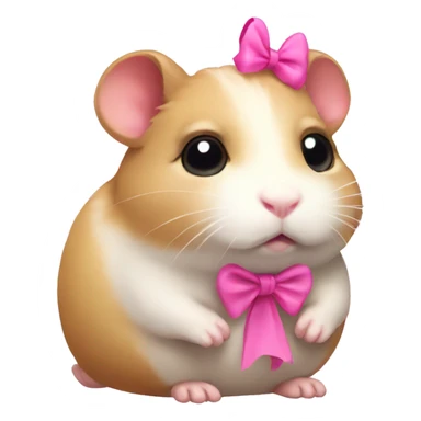 sad hamster with pink bow sticker