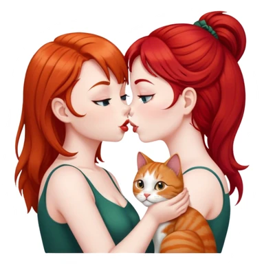 british cat kisses a red hair girl sticker